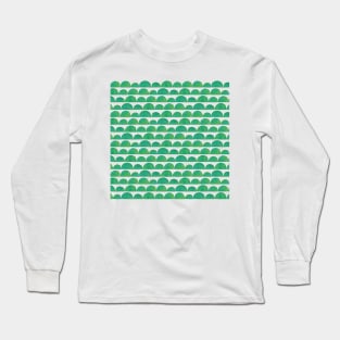 Green Ink Wash Semi Circles Long Sleeve T-Shirt